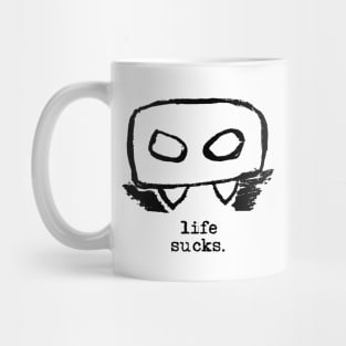 Bloody Mario - the Italian vampire (head) – Life sucks (black on white) Mug